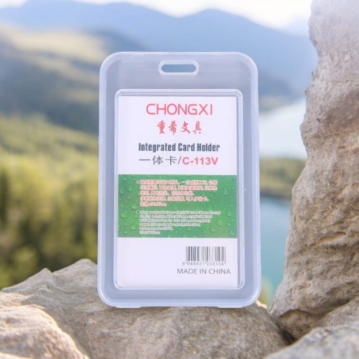 

CHONGXI C-113V Tempat ID Card Holder Cover Card Frame ID NameTag Name Tag Nama 2 Sisi Plastik PVC Model Box Transparant Bening Integrated C-113v Kartu ATM Etoll Emoney Lanyard Gantungan Kunci Retractable Telescopic Keychain Tarik Yoyo Key Ring Belt Clip -