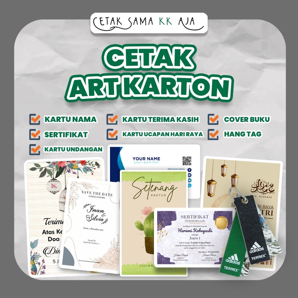 

CETAK ART KARTON A3 POSTER KARTU UCAPAN HARI RAYA KARTU NAMA KARTU TERIMA KASIH FOTO UNDANGAN COVER BUKU SERTIFIKAT HANG TAG