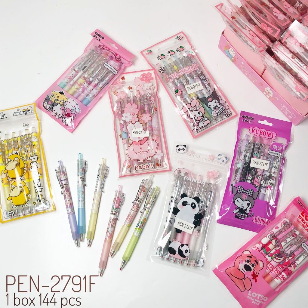 

6PCS PULPEN GEL MEKANIK 0.5MM / Pen Mekanik Motif Cartoon Lotso set Pen 6 Pc / Pulpen Mekanik Gel Sanrio isi 6pc Pulpen Cetet Cetek tinta hitam CAPYBARA POOH