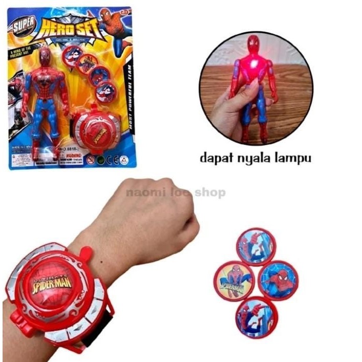 Mainan Anak SARUNG TANGAN SPIDERMAN TOYS Mainan Super Hero Anak SPIDER - jam powerfull