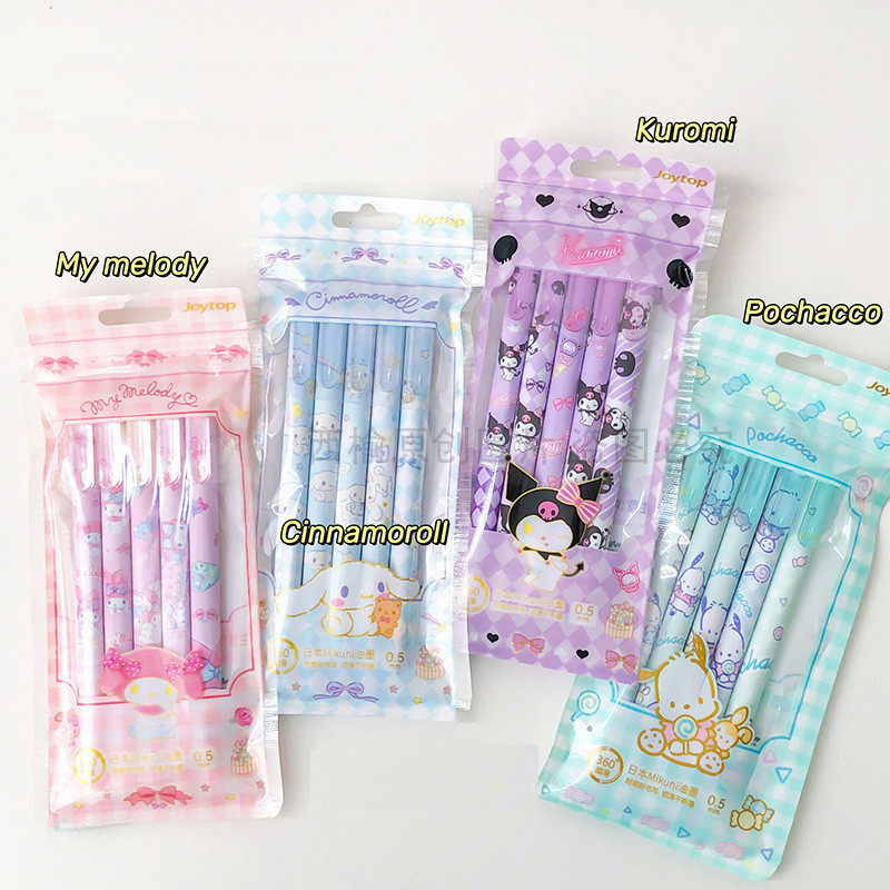 

[GROSIR ATK] PENA GEL MEKANIK KUROMI 1SET ISI 6PCS / PULPEN GEL MEKANIK MOTIF GIRL ANIME KAWAII