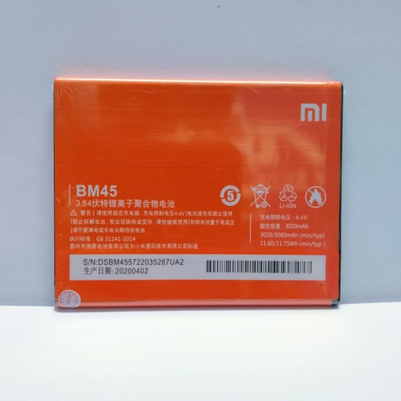 Batre Baterai Xiaomi Redmi Note 2 BM45 BM-45 baterai Battery Original