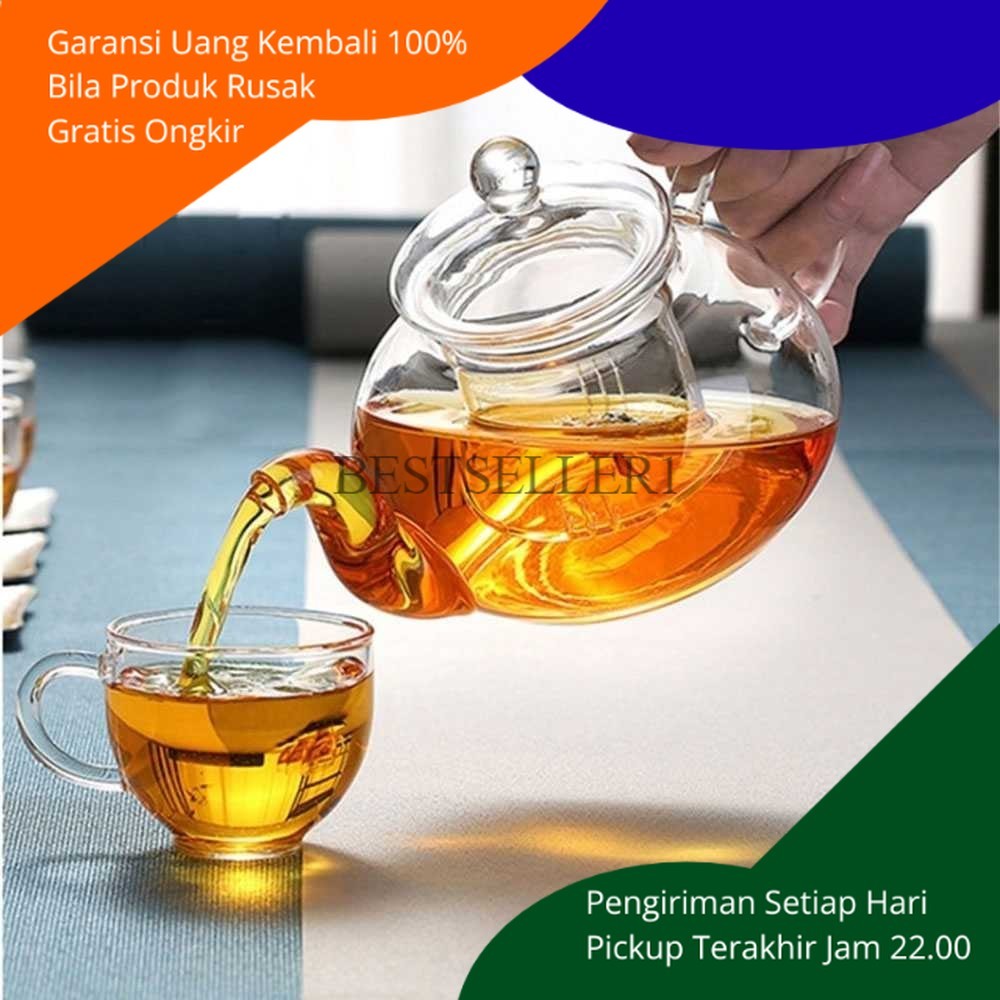 Teko Gelas Pitcher Kaca Thai Chinese Tea Pot Teapot Set Ceret Saringan Es Teh Air Minum Kopi Panas R