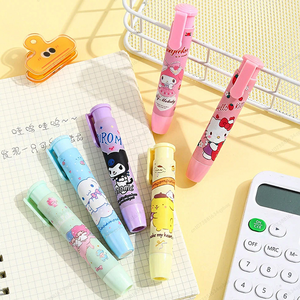 

MINISO Eraser Sanrio Hello Kitty Press Eraser Anime Kuromi Melody Cinnamoroll Cartoon Kawaii Stationery School Office Supplies