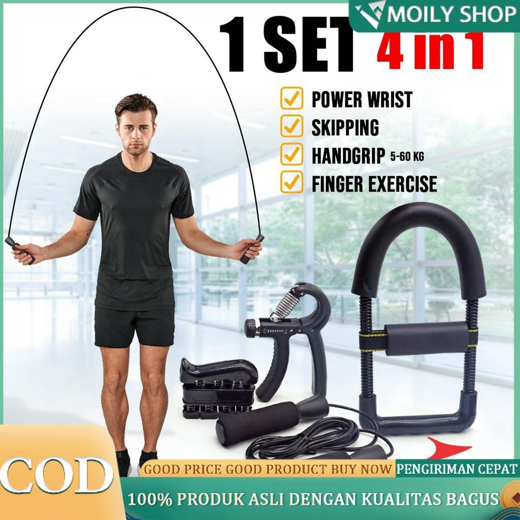 Handgrip Set 4 in 1 Wannafit 5-60kg Power Wrist Skipping Finger Grip Alat Fitness Alat Gym/Alat Fitn