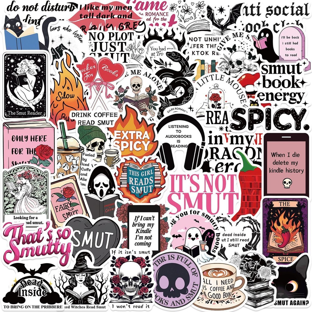 

10/50/100pcs Mix Smut Dark Romance Bookish Book Reading Stickers Kindle Aesthetic Girls Decals Ipad Phone Diary Sticker