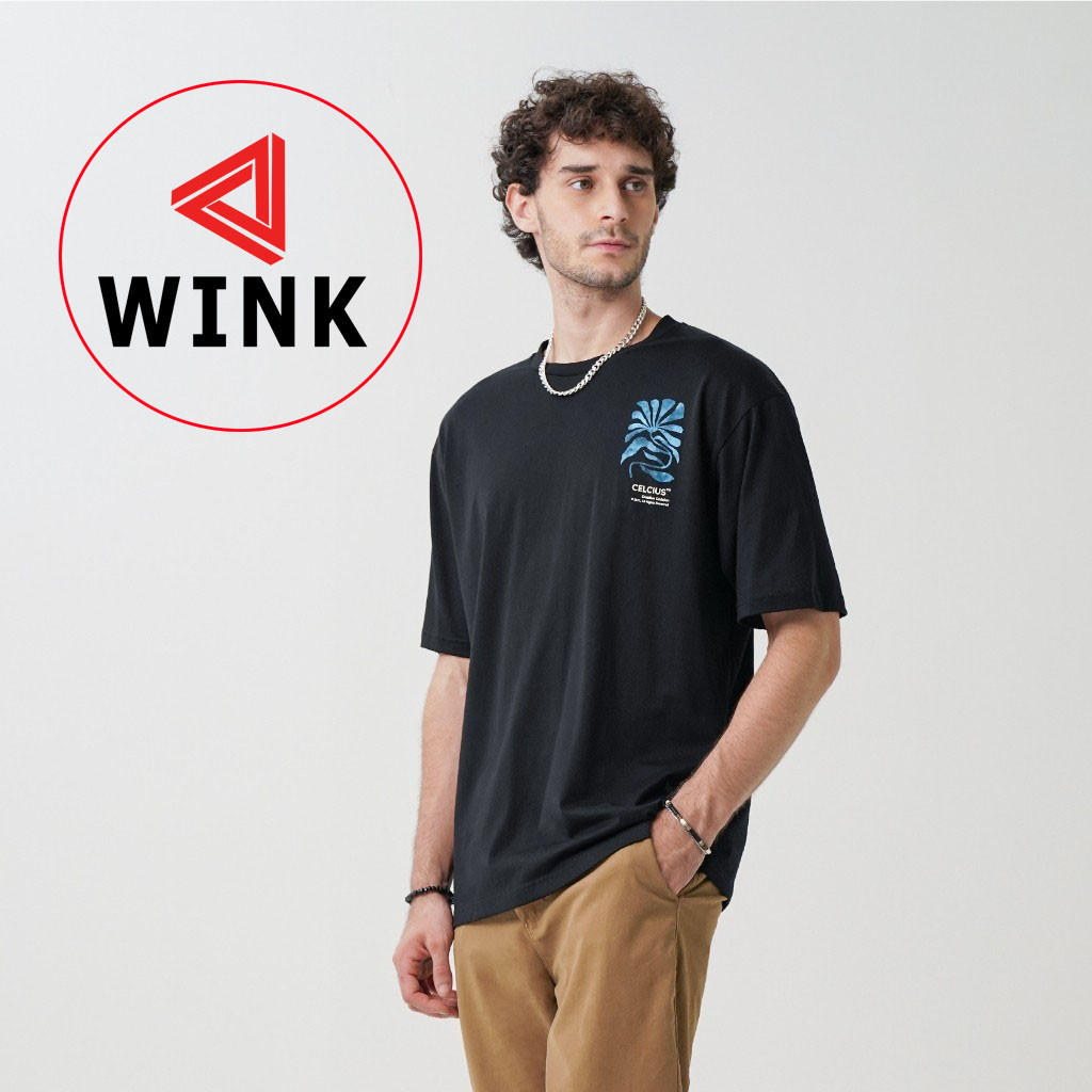 [WINK] CELCIUS Kaos Lengan Pendek Oversize LIN000695C Hitam