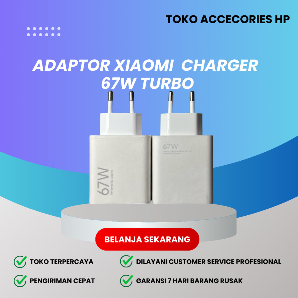 Adaptor Xiaomi Kepala Charger 67W Turbo Charge Adapter Original - TA