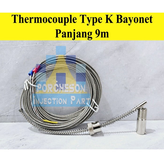 Thermocouple Type K Bayonet Probe Kabel 9m