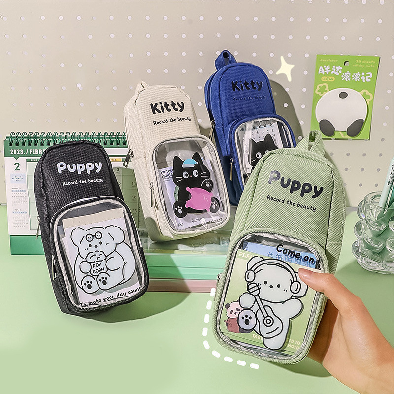 

Creative Vertical Bear Pencil Case Cute Schoolbag Shape Pencil Bags Large Capacity Zipper Pencil Pouch Office School Supplies