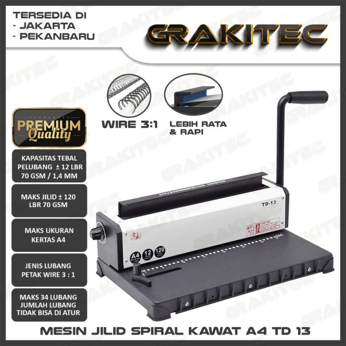 

Mesin Jilid Spiral Kawat A4 T118R TD-13 TD-130 Grakitec - TD-13 Kotak
