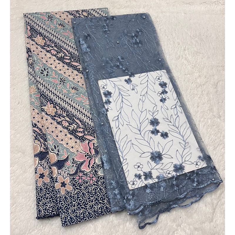 Elegan_Textile Set/Paket Kain Bridesmaid Tille Mutiara & Batik / Bahan Couple / Bahan Batik Tile