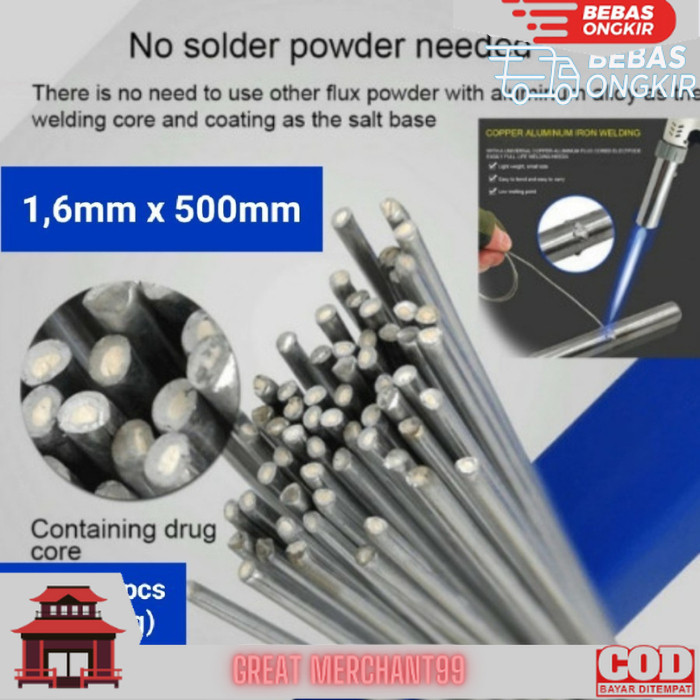 

Kawat Las Aluminium Brazing 1.6mm Flux Suhu Temperatur Rendah GM99