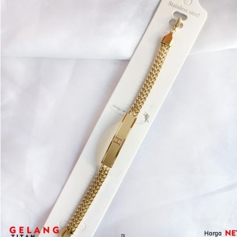 gelang rantai titanium plat H fashion wanita