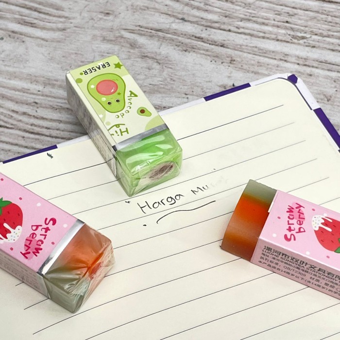 

Penghapus Karet Kotak Motif Buah Strawberry Alpukat Super Cute Lucu / Eraser Stip Kotak Model Buah Favorit Stationary Alat Tulis Anak Kekinian