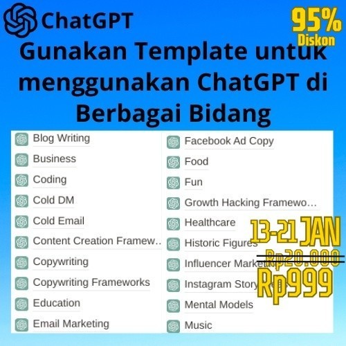 

[D01] ChatGPT Template untuk Education , Bisnis , Coding, Marketing, Copywriting dll Prompt AI Chatbox | 2 1opy