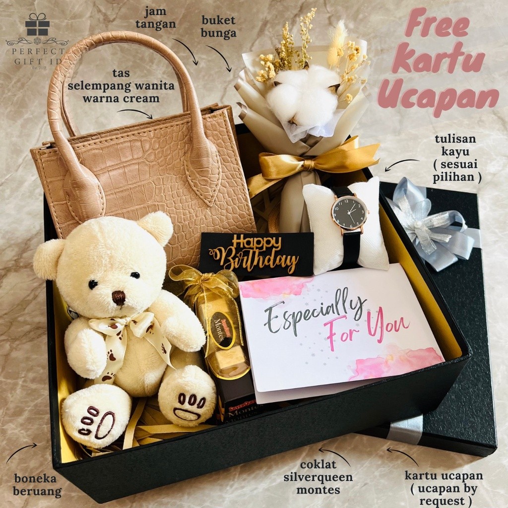 

Kado Ulang Tahun / Kado Anniversary/ Hampers Ultah / Kado Ulang Tahun Cewek / Hampers Bunga boneka/ Hadiah Ultah
