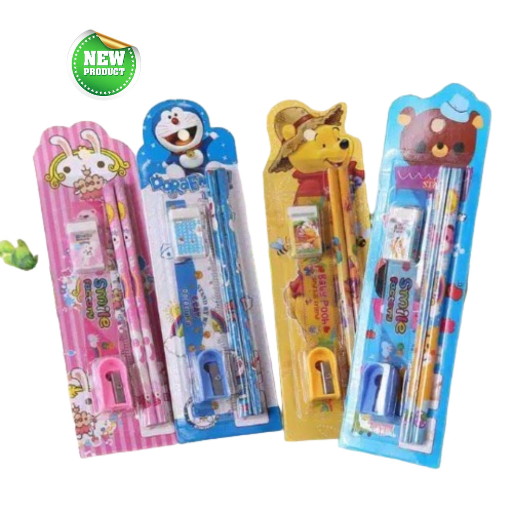 

Set Alat Tulis Sekolah 5 in 1 Karakter Lucu Stationary Paket Pensil