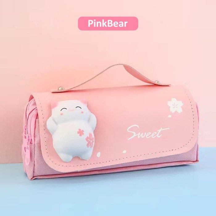 

Best[Promo] Tempat pensil anak laki perempuan Pencil case kotak pensil aestetik - Pink Bear