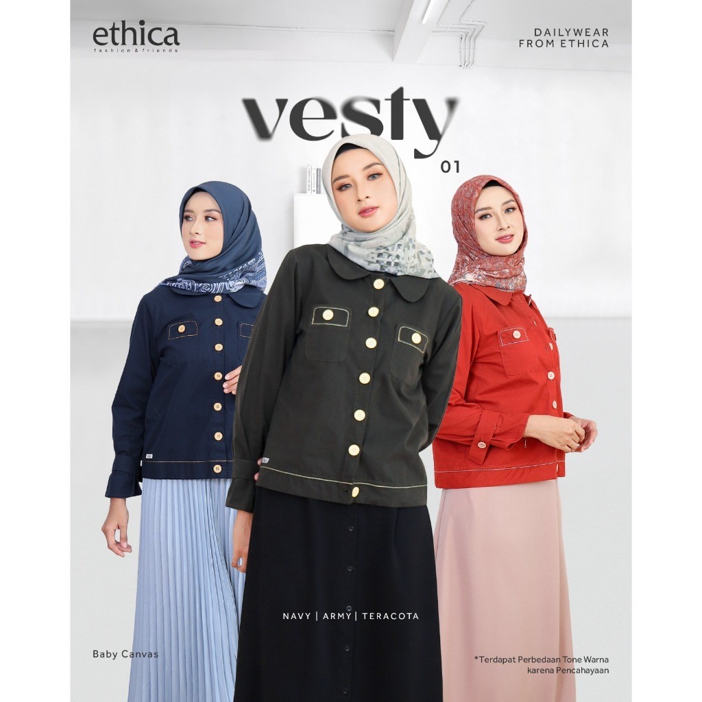 SABRINA | Rompi Vest Outer Hijab Atasan Baju Wanita Vesty 01 by Ethica