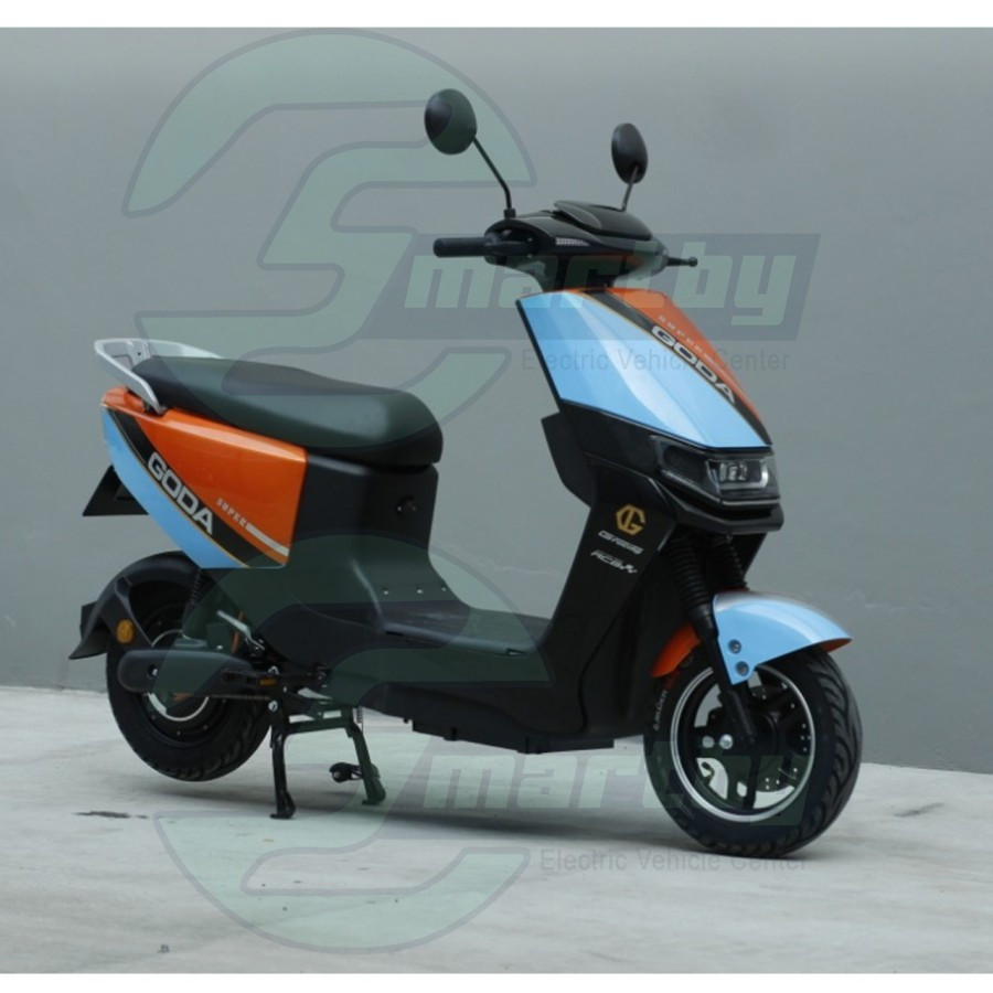 HARGA SUBSIDI Sepeda Motor Listrik Goda Golden New Lion 200 800WATT - Kuning Navy, Opsi 1