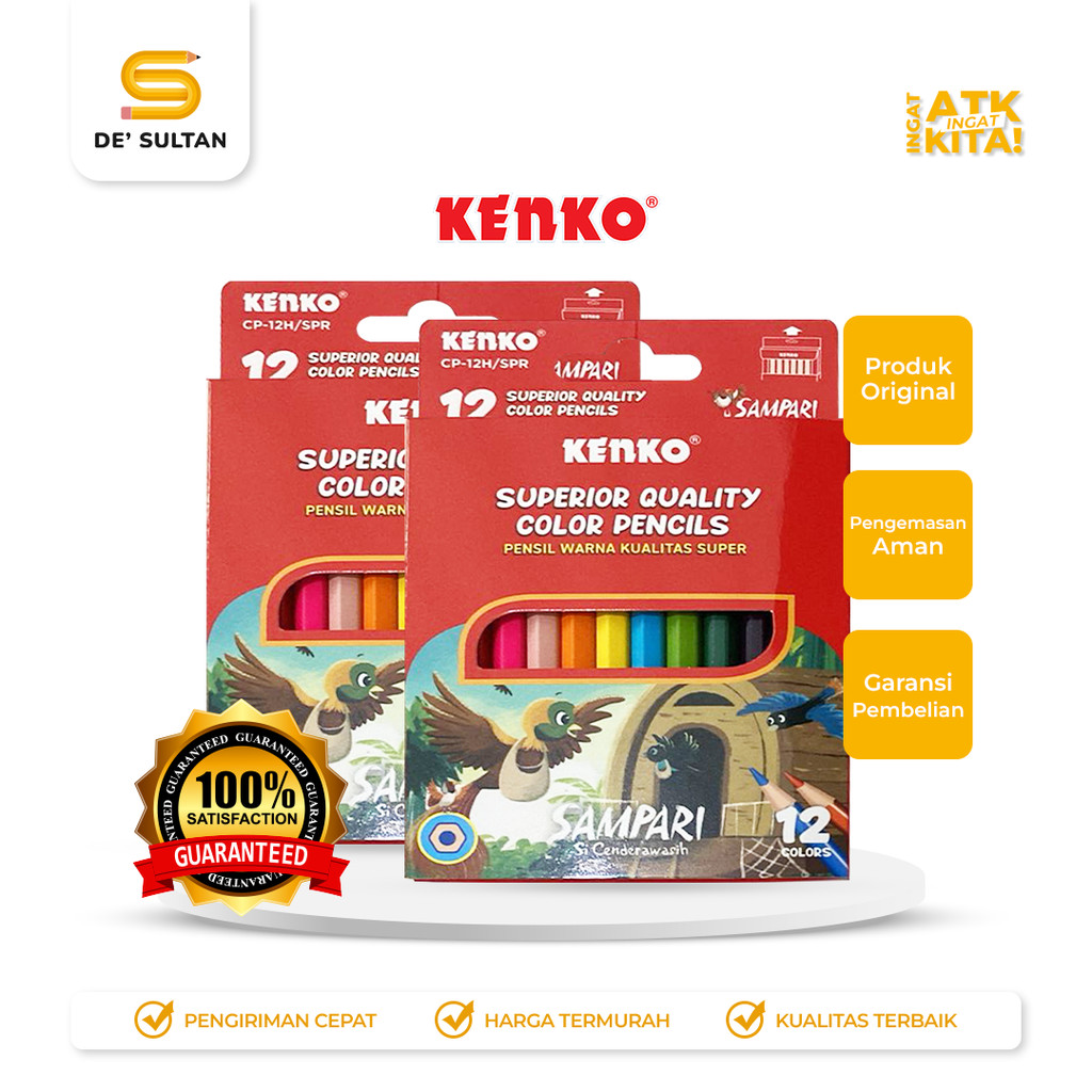 

KENKO 12 PENSIL WARNA/ COLOR PENCIL CP-12HALF SAMPARI (1SET)