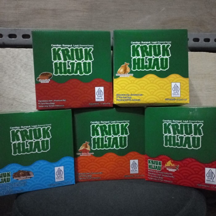 

KRIUK HIJAU RUMPUT LAUT 1BOX ISI 12SACHET - PEDASS