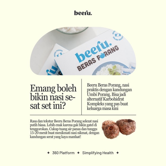 

Beeru Beras Porang Pouch 1 Kg - Shirataki Konjac Rice