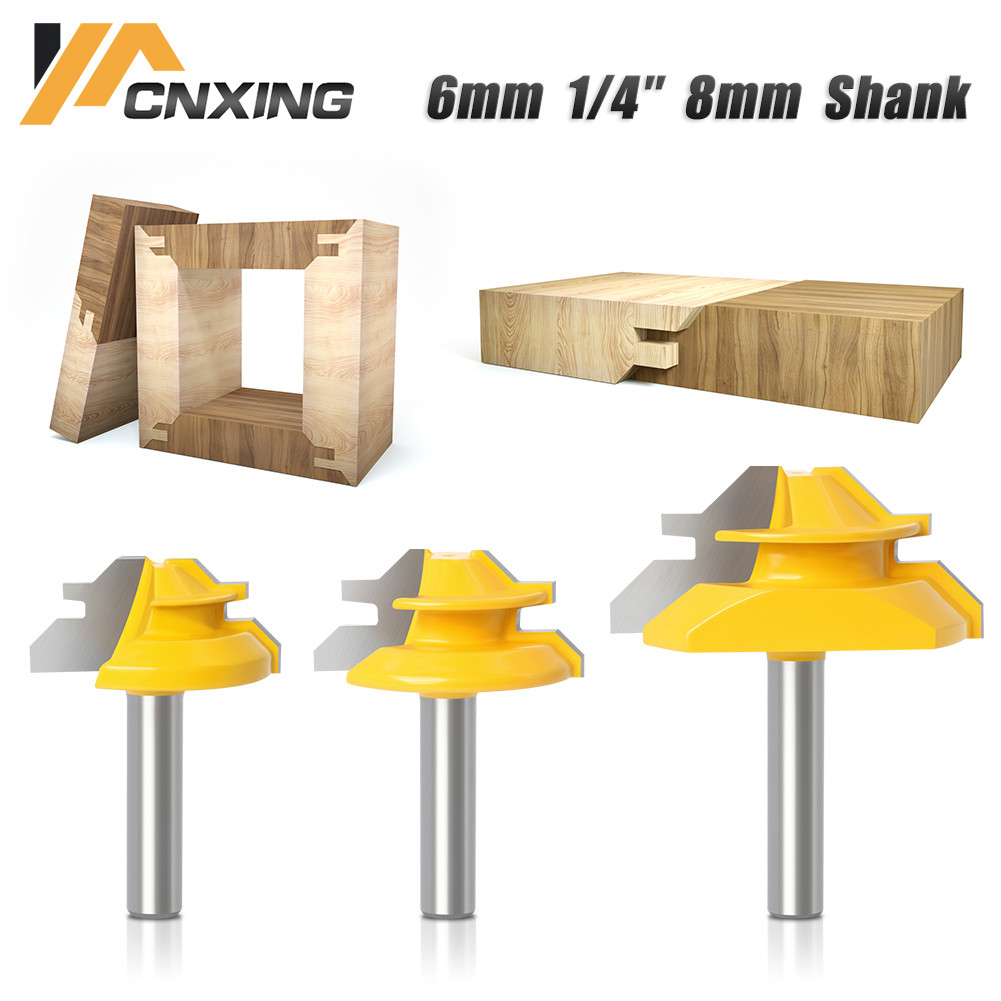 8mm Shank 45 Degree Lock Miter Router Bit Milling Cutter Tenon Woodworking Tool For Wood Cutting Car