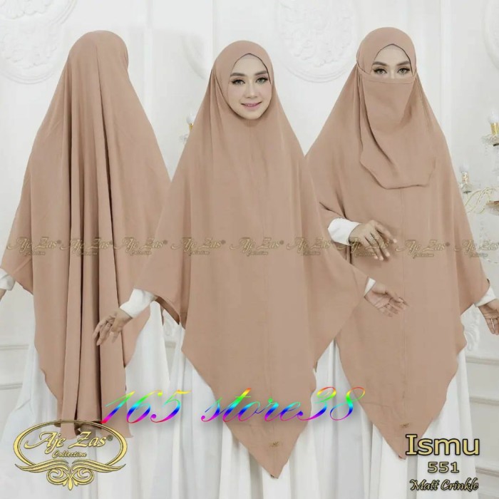 ✨TERLARIS✨ -Hijab/Jilbab/Khimar Ismu Ori Aje Zas Bergo Crinkle Jumbo Model V - Hijau Wardah, Ismu