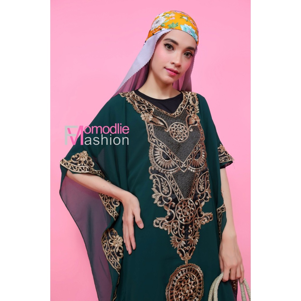 ✨LARIS✨ -kaftan hijau botol kaftan terbaru kaftan lebaran kaftan mewah momodlie - coksu