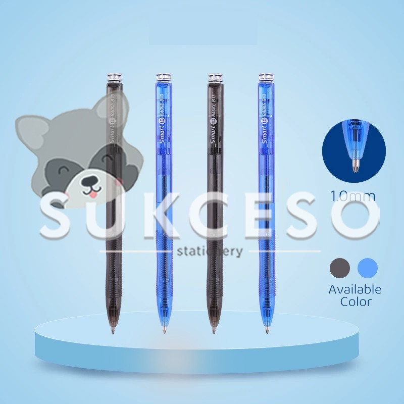 

BAOKE Retractable Pen 1.0mm Smart B-13 / Pulpen Cetek SATUAN Ball pen Biru / Hitam Murah Berkualitas