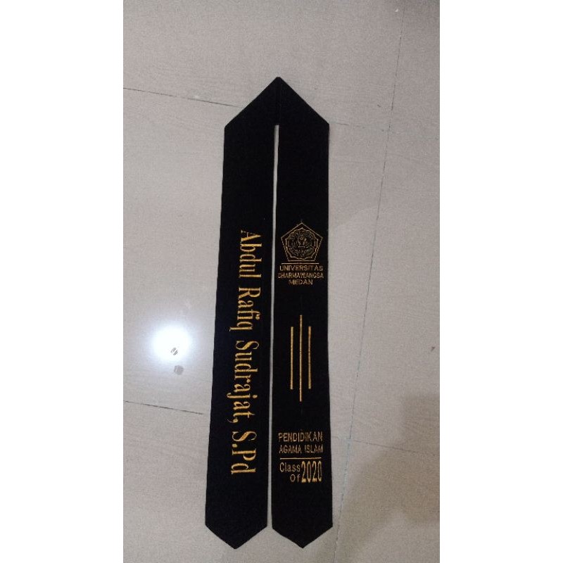 Selempang Wisuda 1HARI JADI SELEMPANG LEHER HITAM GOLD/SILVERbisa pesan satuan