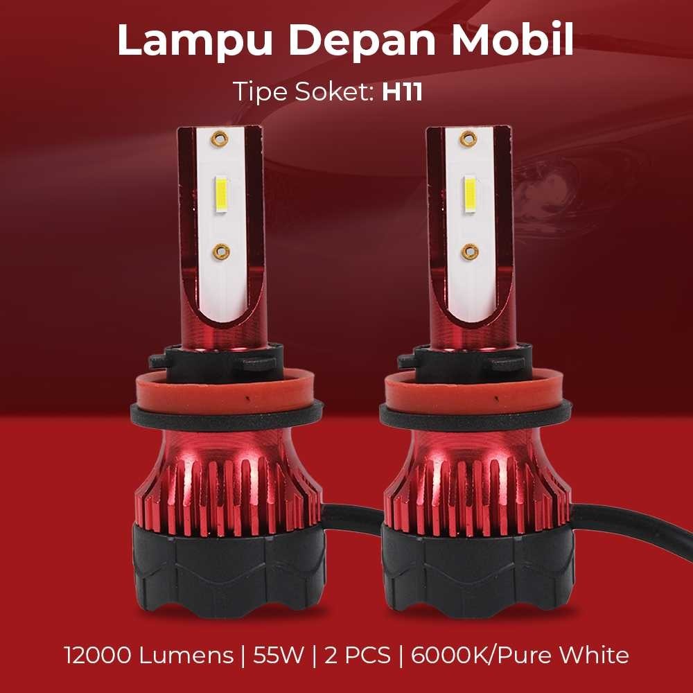 ( NRstore21 ) HAOSJ Lampu Depan Mobil LED ZES 12000LM 55W H11 2 PCS - K5