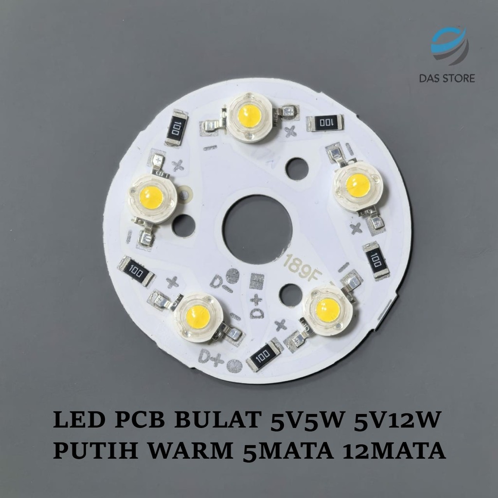 LED PCB USB BULAT 5V5W 5V12W PUTIH WARM 5MATA 12MATA