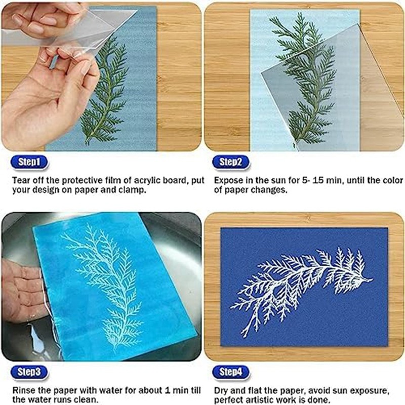 

30 Sheets Cyanotype Paper, Sun Art Paper Kit, Solar Drawing Paper Nature Printing Paper for Kids Adults Arts Crafts