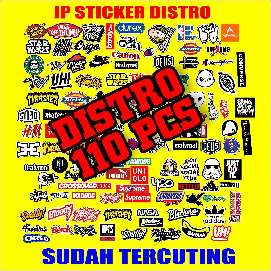 

Sticker Distro Aesthetic isi 110 pcs Random Stiker Band Anti Air untuk Laptop Case Hp Helm Sticker