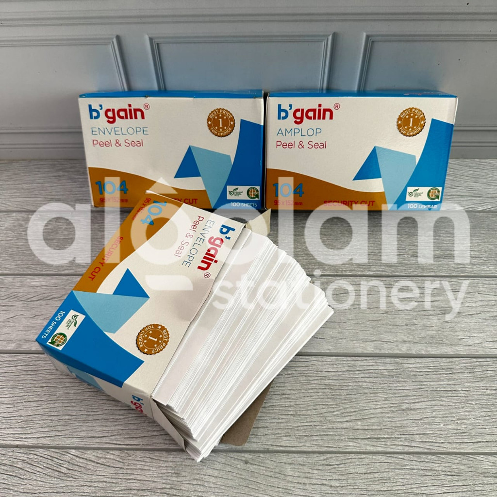

SATU PACK ( 100 Lembar x 70 Gsm ) Amplop Sedang Polos B'Gain 104 lengkap