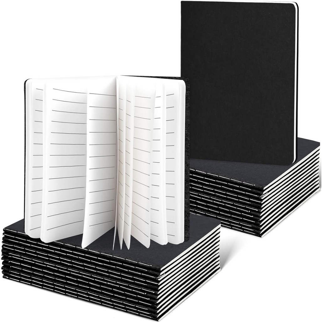 

24PCS Kraft Notebooks, 3.5x5in Small Pocket Notebooks with Lined Pages Mini Notebook Black for Sool Office Home Travel Gifts