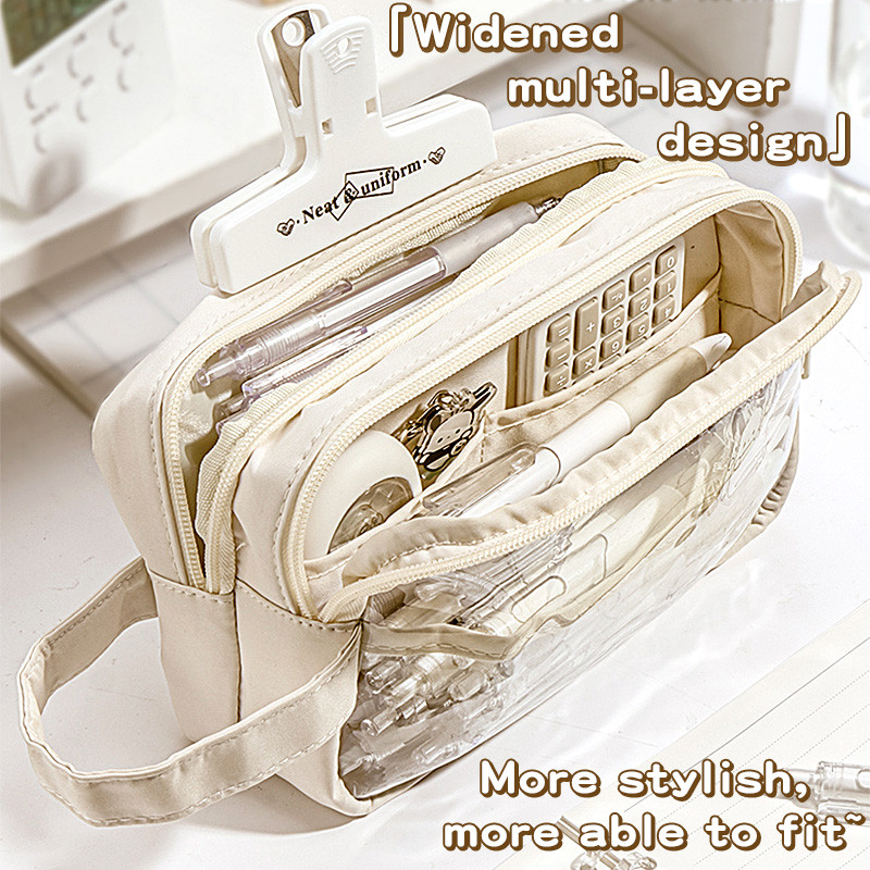 

Multi compartment large capacity pencil case, stationery bag, makeup bag, suitable for students, offices, schools, teenagers, an