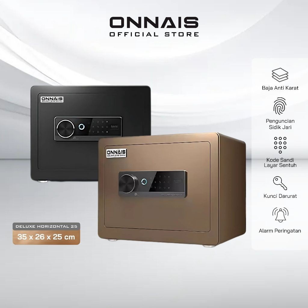 

Onnais Deluxe Horizontal 25 - Safe Box Brankas Besi Digital Finger Print Touch Screen Alarm Double Unlocking Penyimpanan Uang dan Dokumen