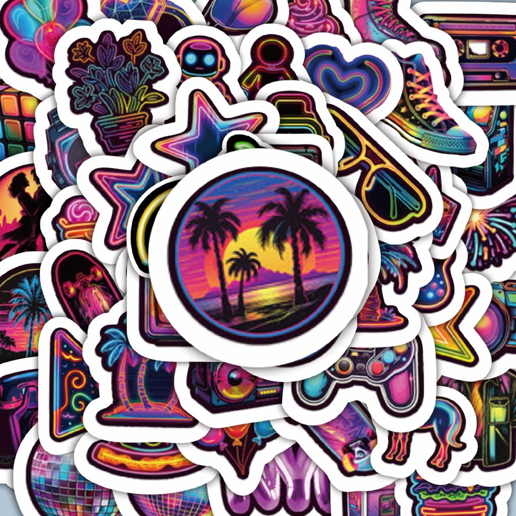 

100PCS Lucu Stiker Neon Grafiti Stiker Aesthetic Stiker Anti Air Stikers Berperekat Waterproof sticker decal buat Motor Helm Buku Journal Koper Casing HP Laptop Botol Minum Hadiah anak