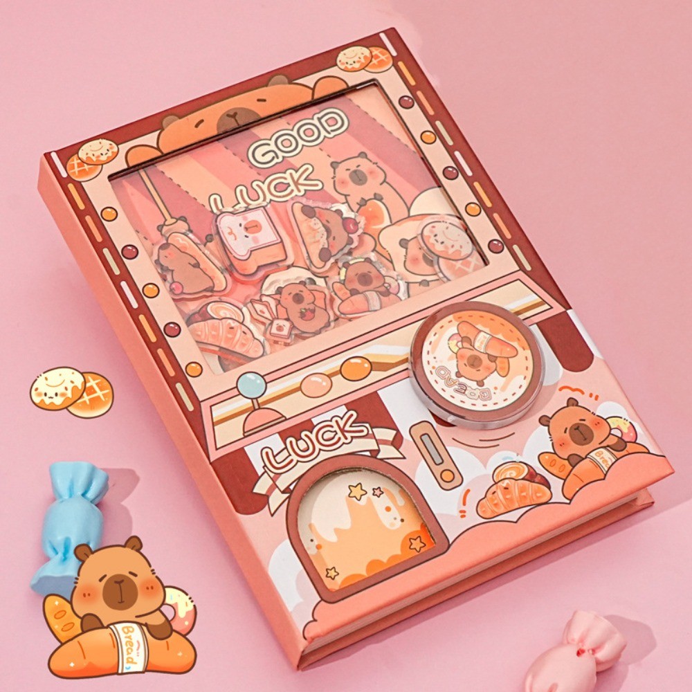 

Color Inner Page Gashapon Mahines Notebook Shaking Kawaii Capybara Notebook Cartoon Relaxing Square Writing Pad Students