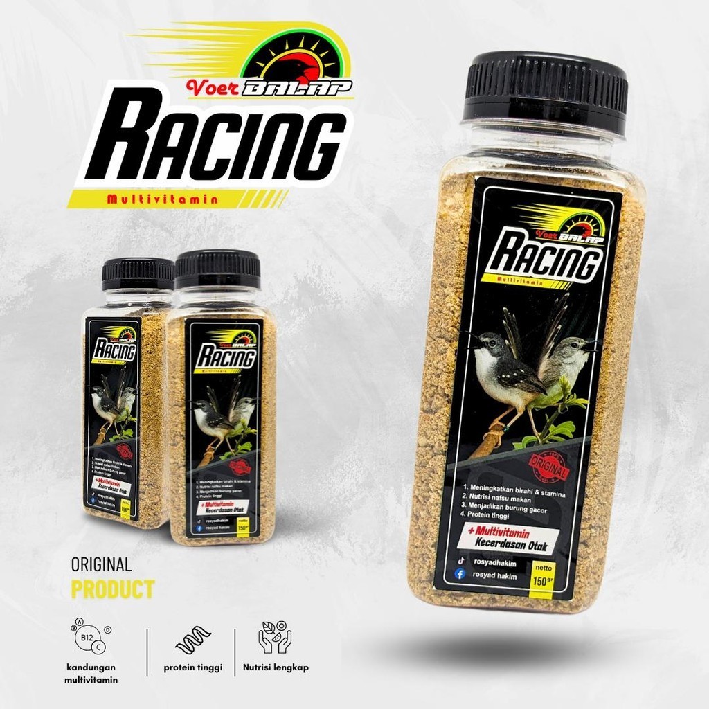 Ready Voer Balap Racing 1 Botol Pakan Penggacor Instan Burung Prenjak Pleci Ciblek Dosis Tinggi
