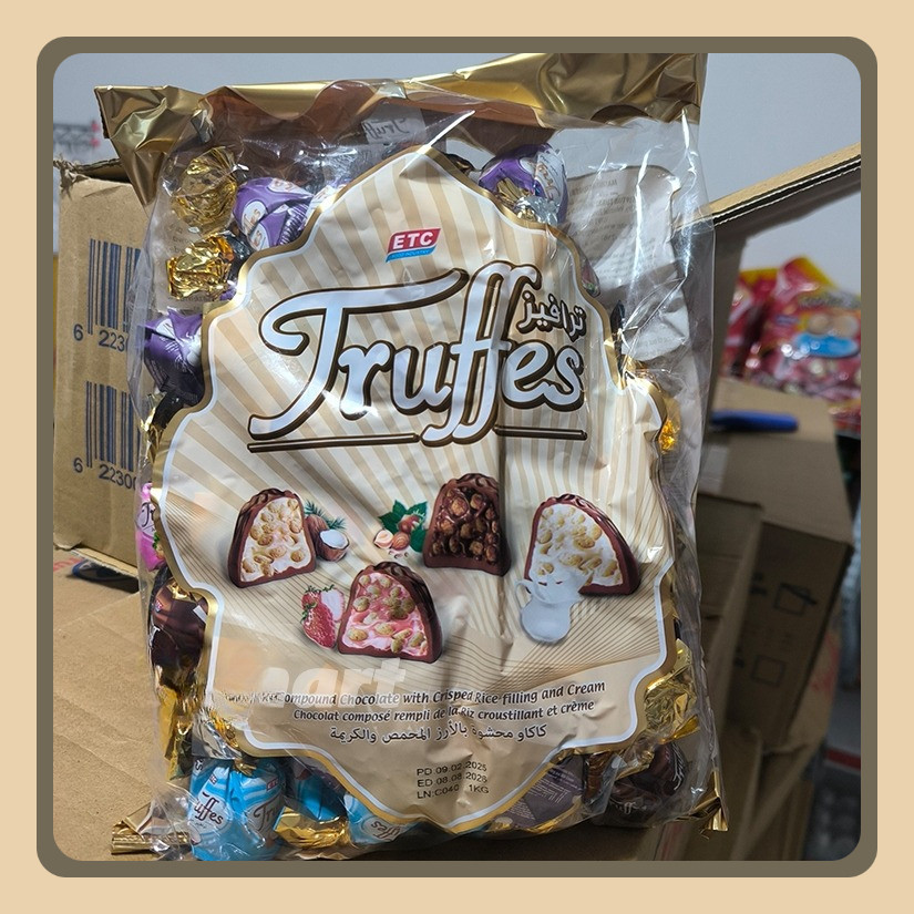 

Coklat Truffle Elvan 1 KG Import Turki Truffle Chocolate Hazelnut, Caramel, Strawberry, Coconut Truffle 1kg