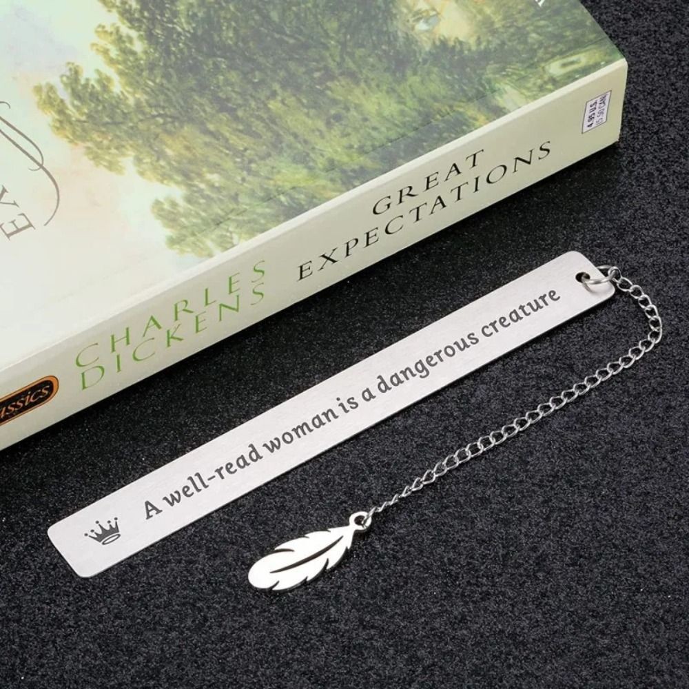 

New Stainless Steel Stainless Steel Bookmark Bookmark Leaf Self-help Bookmarks Decorative Metal Laser Lettering Bookmarks