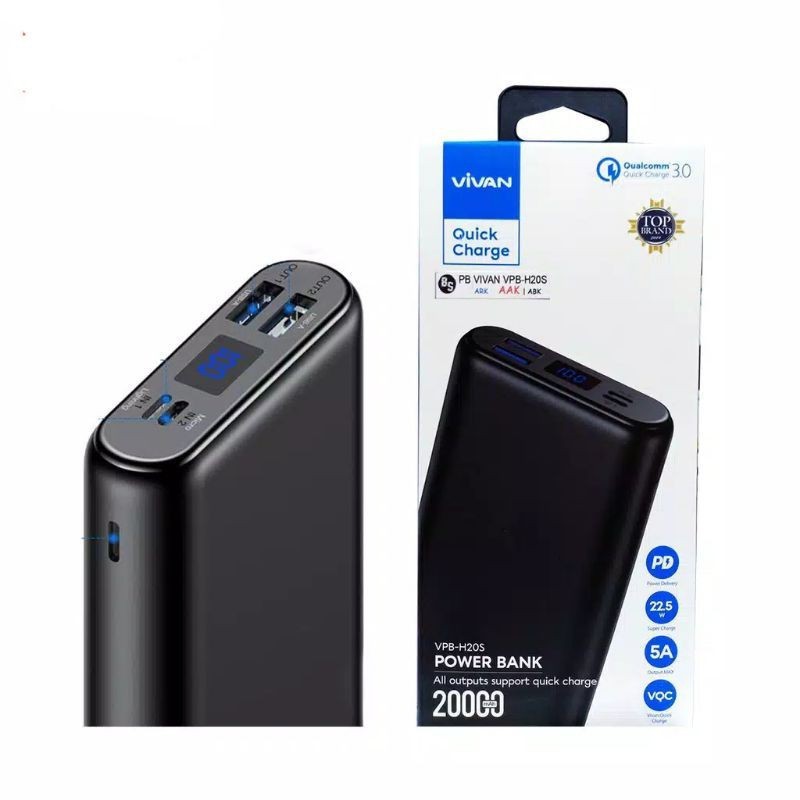 Powerbank Vivan ORIGINAL 20000 mAh VPB-H20s Quick Charger Fascharging