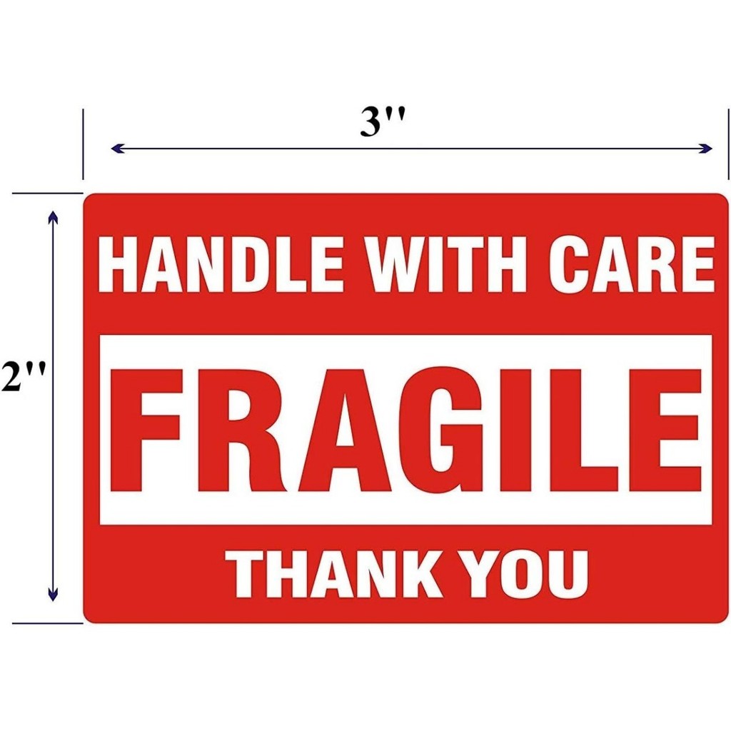 

3 x 2 Inch Handle with Care 500 Fragile Stickers for Shipping Moving Glass Permanent Adhesive Fragile Labels 1 Roll, 500 Labels