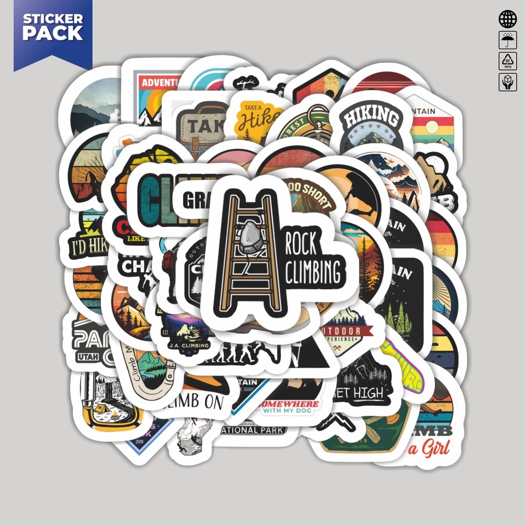 

[100PCS]Stiker Pack Stiker Outdoor Logo Adventure Aesthetic Vinyl Anti Air Dekorasi Sticker Laptop Buku Journal Koper Helm Casing HP Gitar Helm Skateboard