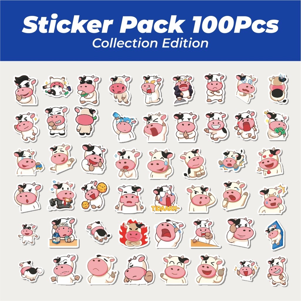 

Hot Sticker Hewan Sapi Lucu Anti Air Stikers Berperekat Waterproof Sticker Decal Buat Motor Helm Buku Journal Koper Casing HP Laptop Botol Minum